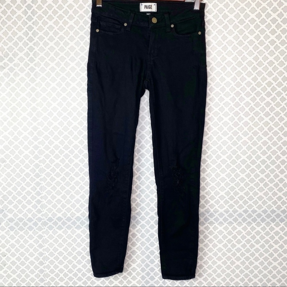 EUC Paige Dice Black Destructed Verdugo Ankle Jean - Picture 2 of 12